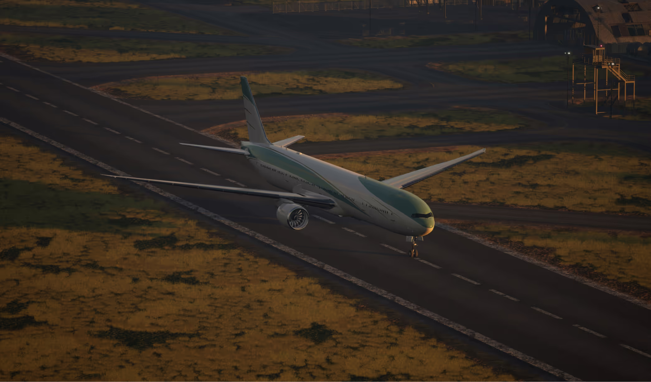 A plane on a lane